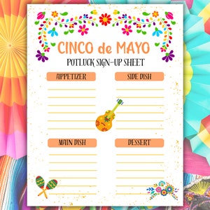 Feuille d'inscription pour le repas-partage à Cinco de Mayo, formulaire d'inscription Fiesta, formulaire d'inscription pour le repas-partage à Cinco de Mayo, formulaire d'inscription pour le repas-partage à la Fiesta Party, fête à Cinco de Mayo