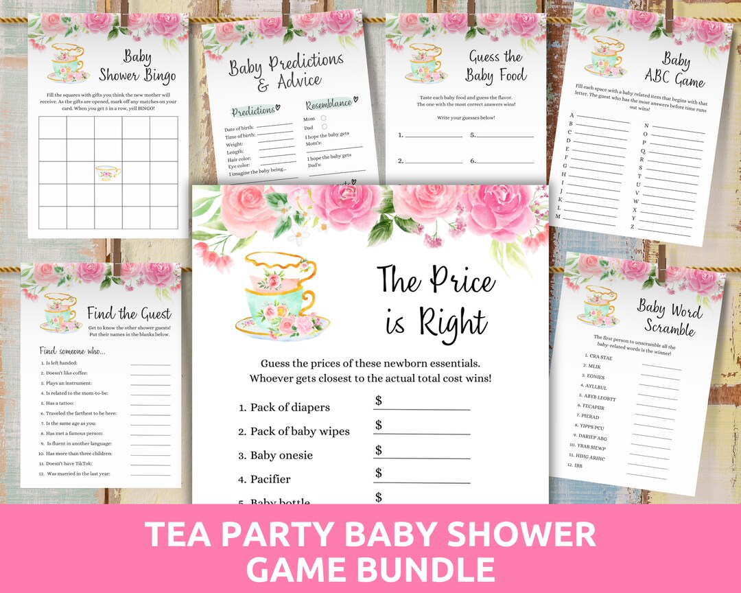 Tea Party Baby Shower Games, A Baby is Brewing Shower Games, Unique ...