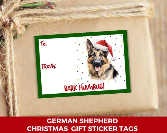German Shepherd Christmas Gift Tags, Printable Dog Lover Christmas