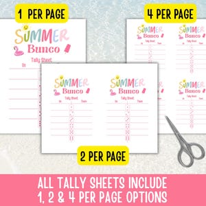 Summer Days Bunco Score Sheets, June Bunco Score Cards, June Bunco Game, Bunco Babe Cards, June Bunco Party, Summer Bunco Night Dice Game image 5