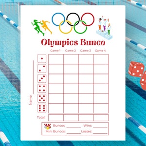 Paris Games Bunco Score Sheets, Sommer Bunco Score Karten, Sommer Spiele Bunco, Bunco Babe Karten, Sommer Bunco Nachtwürfelspiel
