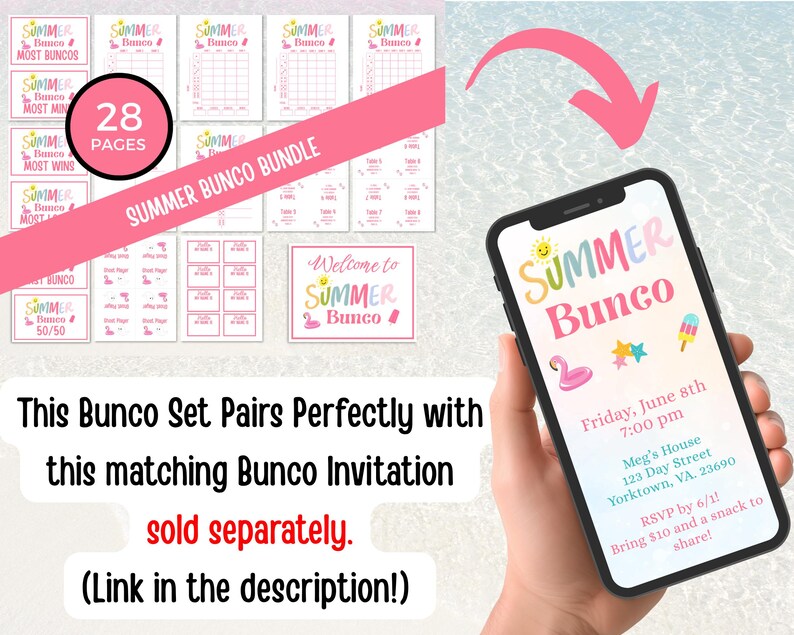 Summer Days Bunco Score Sheets, June Bunco Score Cards, June Bunco Game, Bunco Babe Cards, June Bunco Party, Summer Bunco Night Dice Game image 10