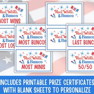 4th of July Bunco Score Sheets, July Bunco Score Cards, Patriotic Bunco Game, Bunco Babe Cards, July Bunco Party, Red White and Blue Bunco image 9