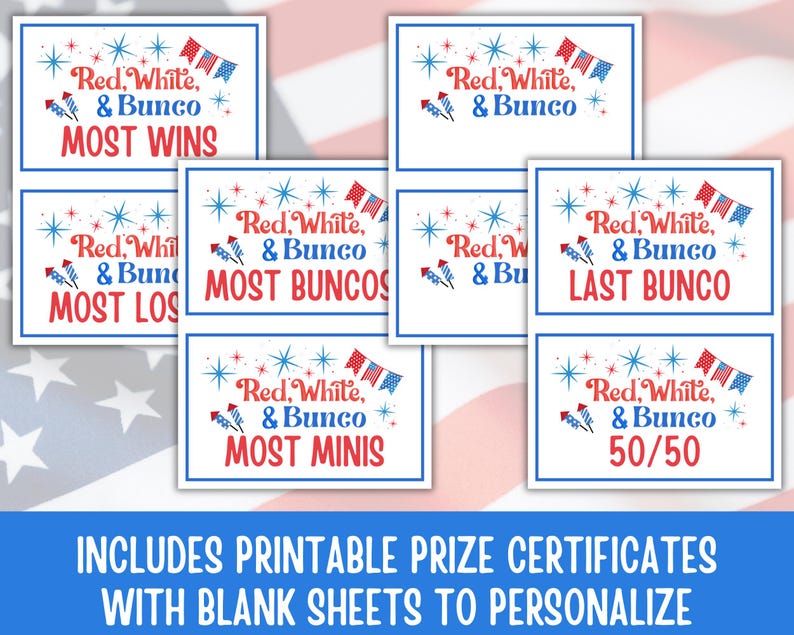 4th of July Bunco Score Sheets, July Bunco Score Cards, Patriotic Bunco Game, Bunco Babe Cards, July Bunco Party, Red White and Blue Bunco image 9