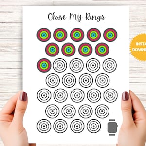 Close My Rings Activity Tracker Smart Watch, bewegingstracker, dagboek, bewegingstracker, fitnesstracker, workouttracker, letter A4 A5