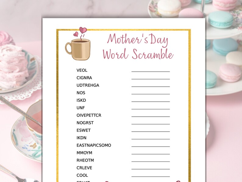 Mothers Day Game Printable, Mother's Day Brunch Ideas, Printable Mother ...