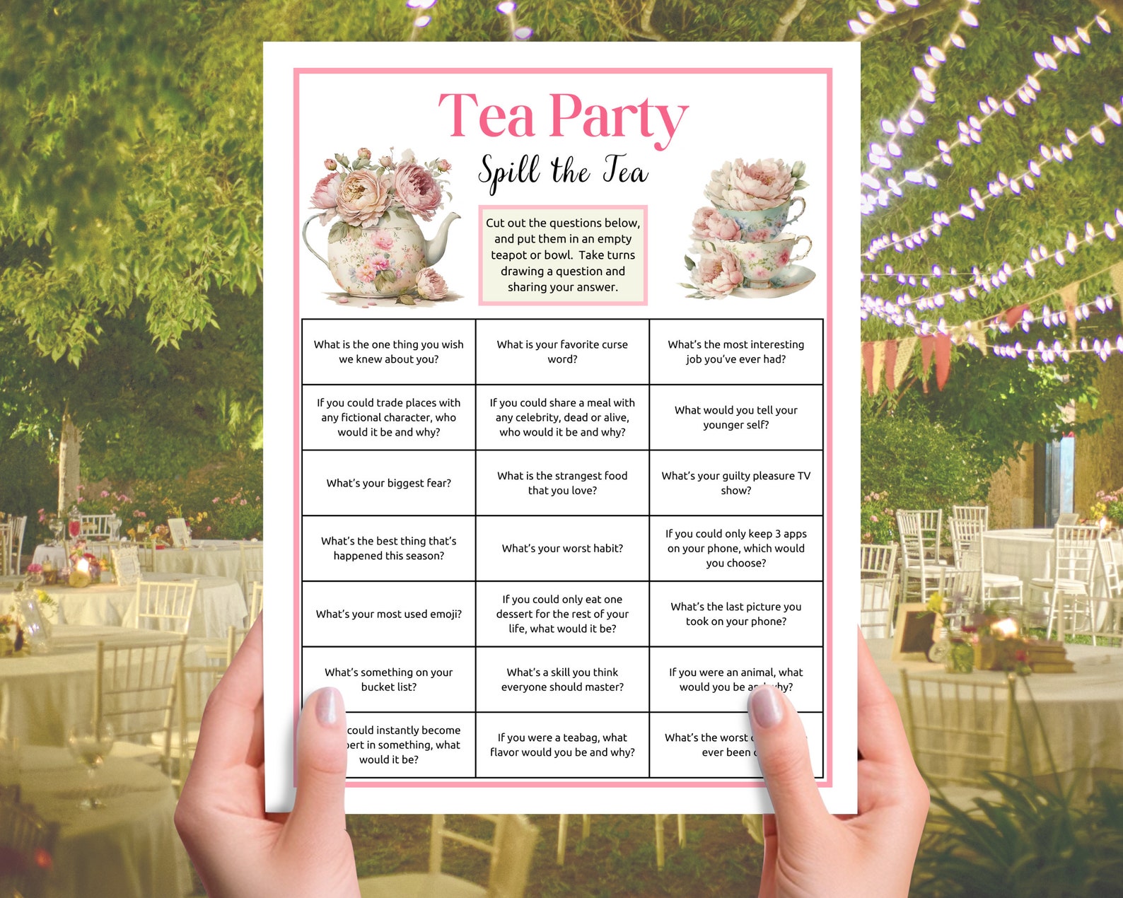 Spill the Tea Game, Tea Party Games, Tea Party Activities, Girls Tea ...