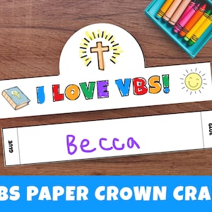 VBS Paper Crown Craft, Vacation Bible School Activity, Sunday School Coloring Activity, VBS Coloring Craft, Bible Camp Crafts