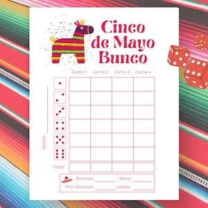 Cinco De Mayo Bunco Score Sheets, May Bunco Sheets, Fiesta Bunco Game, Bunco Babe Cards, May Bunco Party, Cinco Bunco Night Dice