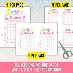Summer Days Bunco Score Sheets, June Bunco Score Cards, June Bunco Game, Bunco Babe Cards, June Bunco Party, Summer Bunco Night Dice Game image 4