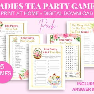 Tea Party Activities, Tea Party Bridal Baby Shower, Garden Tea Party, Instant Download, Ladies Tea Party Games, Tea Party Birthday, TPF1