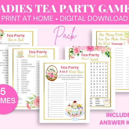 Tea Party Games Printable Tea Party Activities Ladies Tea - Etsy Canada