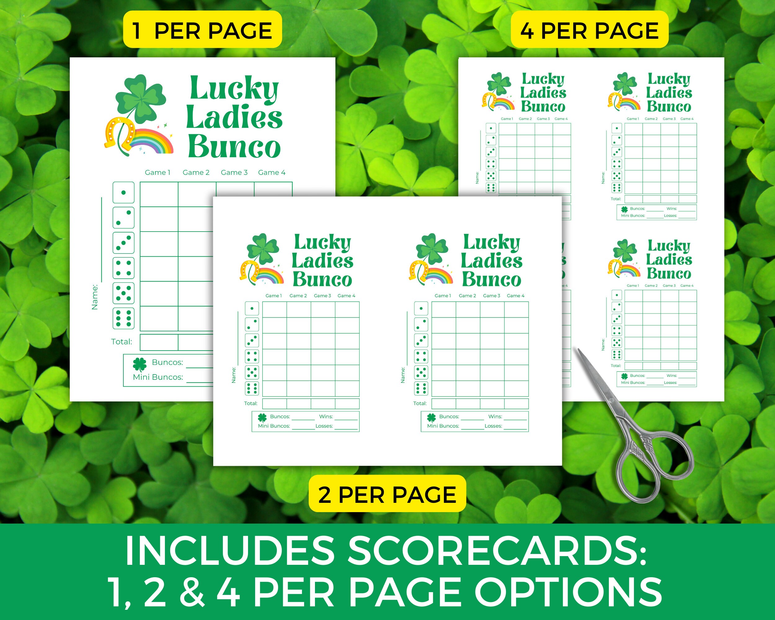 bunco score sheets for st patricks day