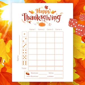 Thanksgiving Bunco Spiel, Herbst Bunco Score Karten, Herbst Bunco Tally Sheets, Erntedank Party Spiele, Printable Bunco, Herbst Bunco Spiel