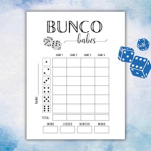 Simple Bunco Score Card Bundle, Minimalist Bunco Tally Sheets, Printable Black and White Bunco Set, 3 4 5 6 Games Bunco Cards, Bunco Babes