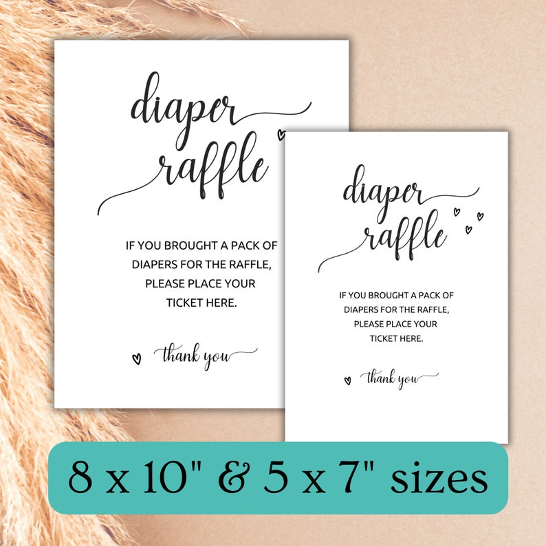 Baby Shower Diaper Raffle Sign, Fun Baby Shower Game, Minimalist Baby ...