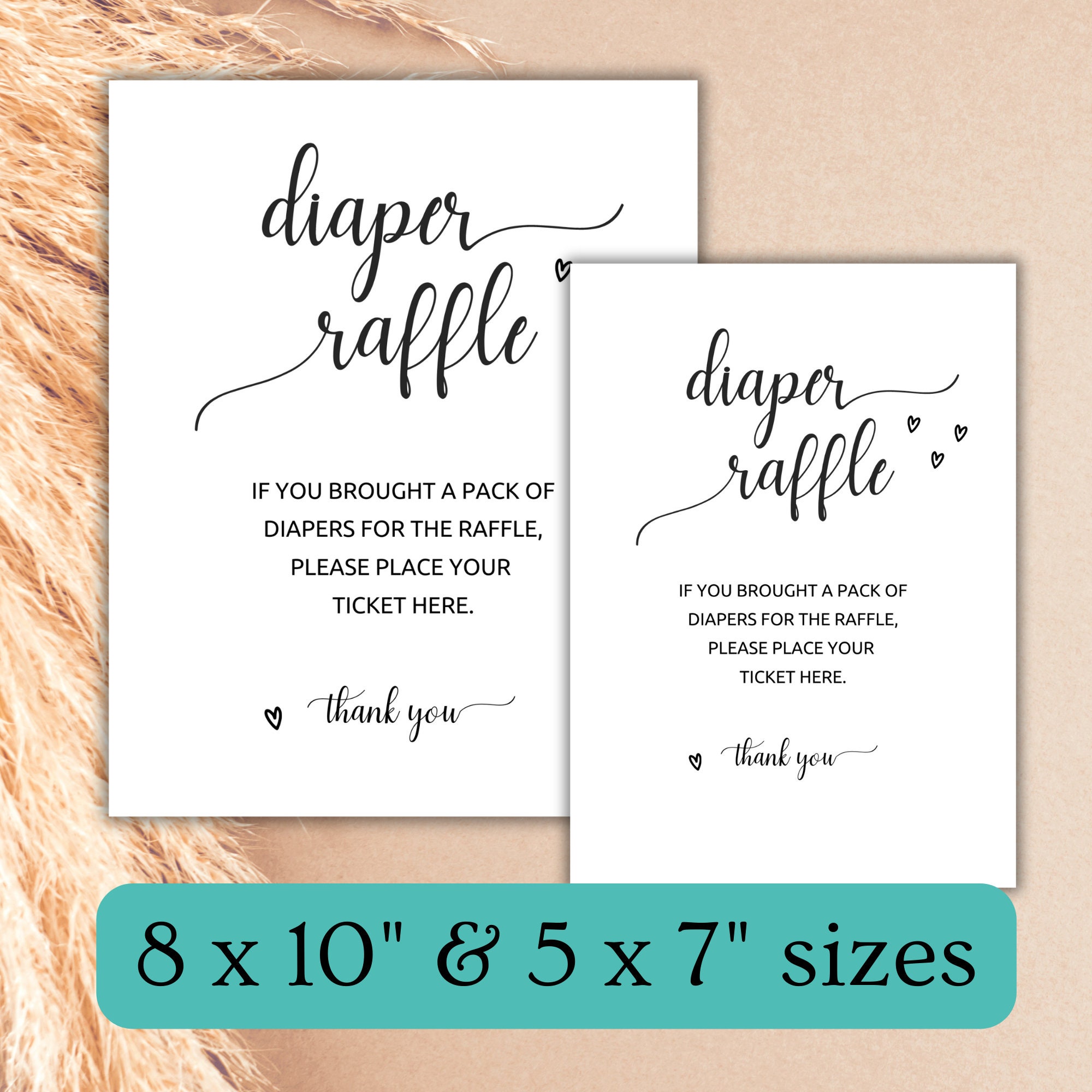 Baby Shower Diaper Raffle Sign, Fun Baby Shower Game, Minimalist Baby ...