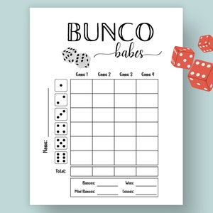 Einfache Bunco Score Cards, Minimalistische Bunco Tally Sheets, bedruckbares Bunco bündel, Bunco Tischkarten, Bunco Geisterkarten, Bunco Preiskarten