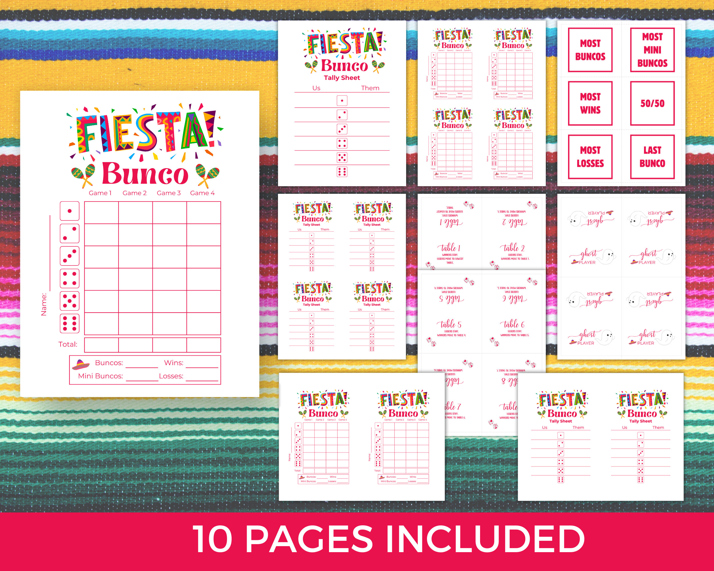 Bunco Babe Game Kit With Party Supplies For 12 Players - Tote Bag, Dice, Score Sheets, Pencils, Bell, And Plush Dice. All Of The Bunco Party Supplies You Need