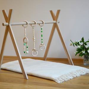 Baby activity center,BABY GYM,Montessori toy,Scandinavian design,Untreated wood,Portique,Wooden baby,Foldable play gym,Activity arch