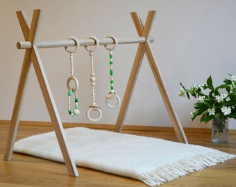 Centre d’activités pour bébé, BABY GYM, Jouet Montessori, Design scandinave, Bois non traité, Portique, Bébé en bois, Salle de sport pliable, Arche d’activité