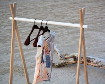Garment rack, Wooden Clothes stand, Adult Clothing, Dress up storage, Fold up A frame rack, Modern Display rack