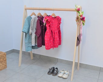 Mini Kids Clothes rack,Toddler rack,Montessori clothing, Wooden rack, Clothing rack, Dress up storage, Small clothes rack, Display rack