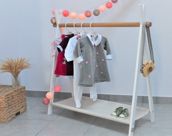 Toddler rack,Montessori clothing,Mini Kids Clothes rack,,Wooden rack,Girl Clothing rack,Dress up storage,Small clothes rack,Display rack