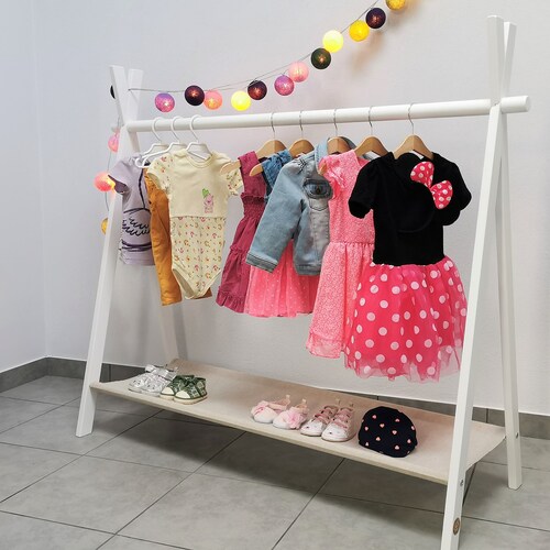Toddler rack shops LONG,Montessori clothing,Mini Kids Clothes rack,Wooden rack,Girl Clothing rack,Dress up storage,Small clothes rack,Display rack
