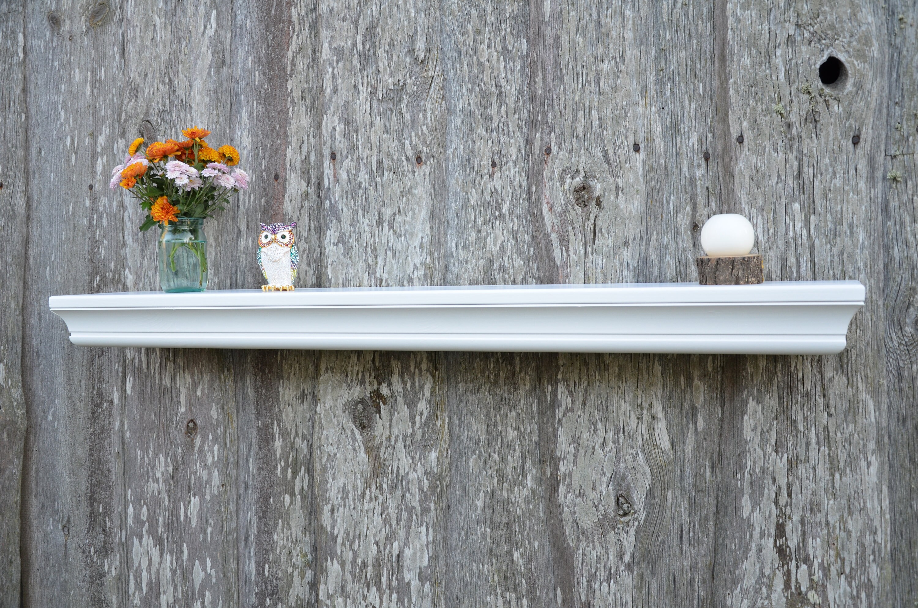White floating shelf vintage shelf for wall wooden Picture Etsy