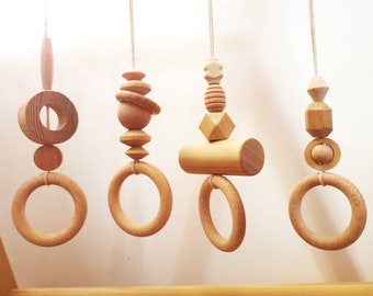 Pure wood toys,Baby gym toys,All natural,Hanging toys, Monochrome gym toys,Montessori toy, Wooden gym toys