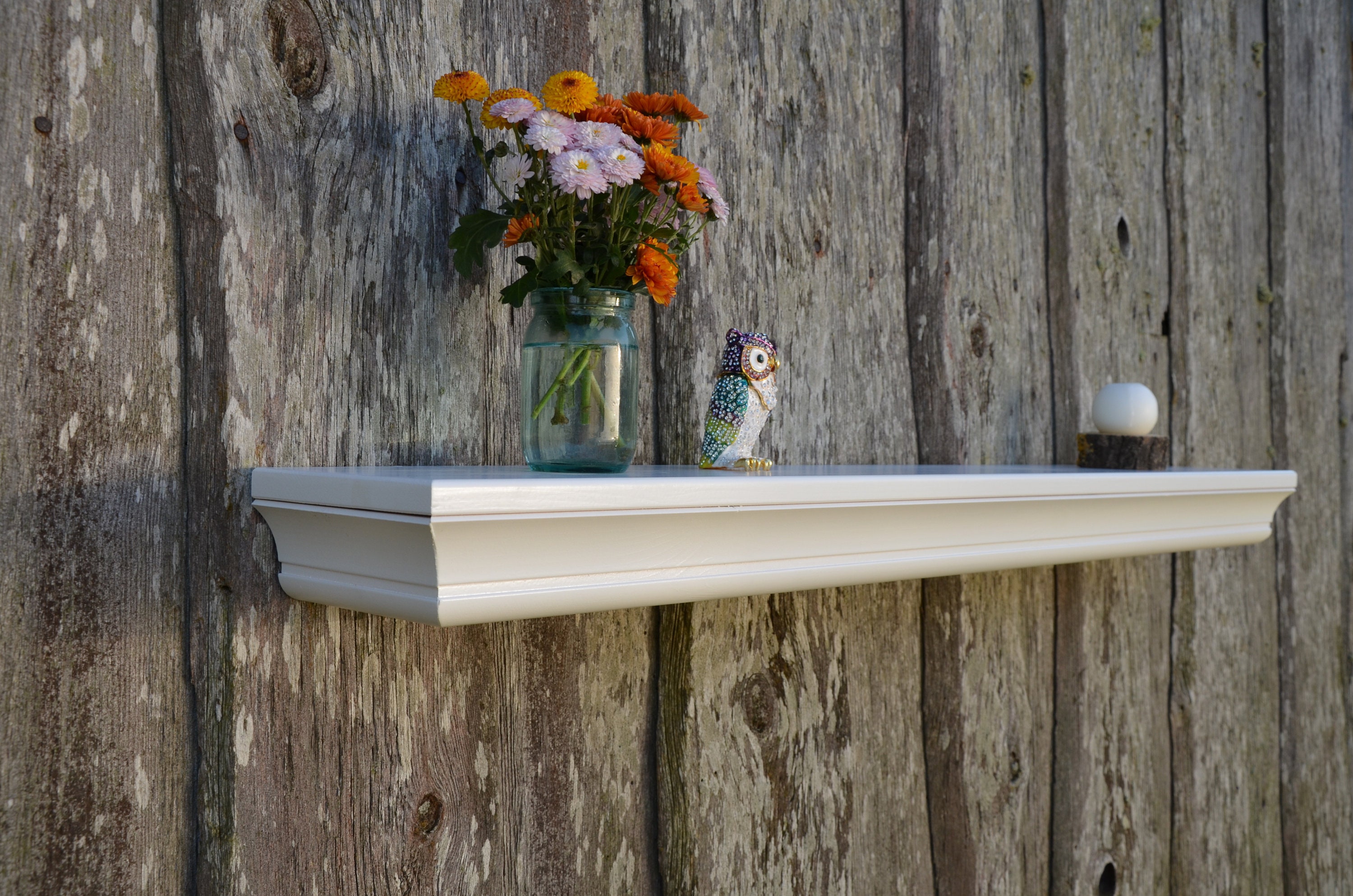 White floating shelf vintage shelf for wall wooden Picture Etsy