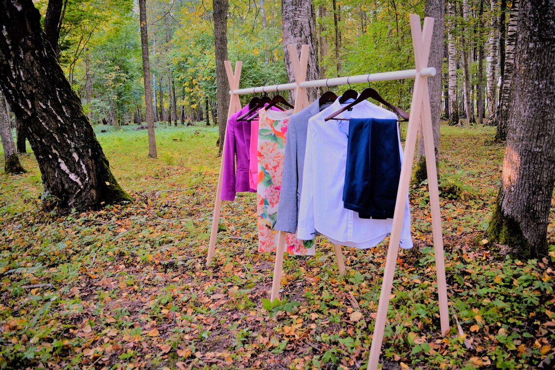 Clothes Rack Double Clothing Rack Wooden Rack Dress up Etsy