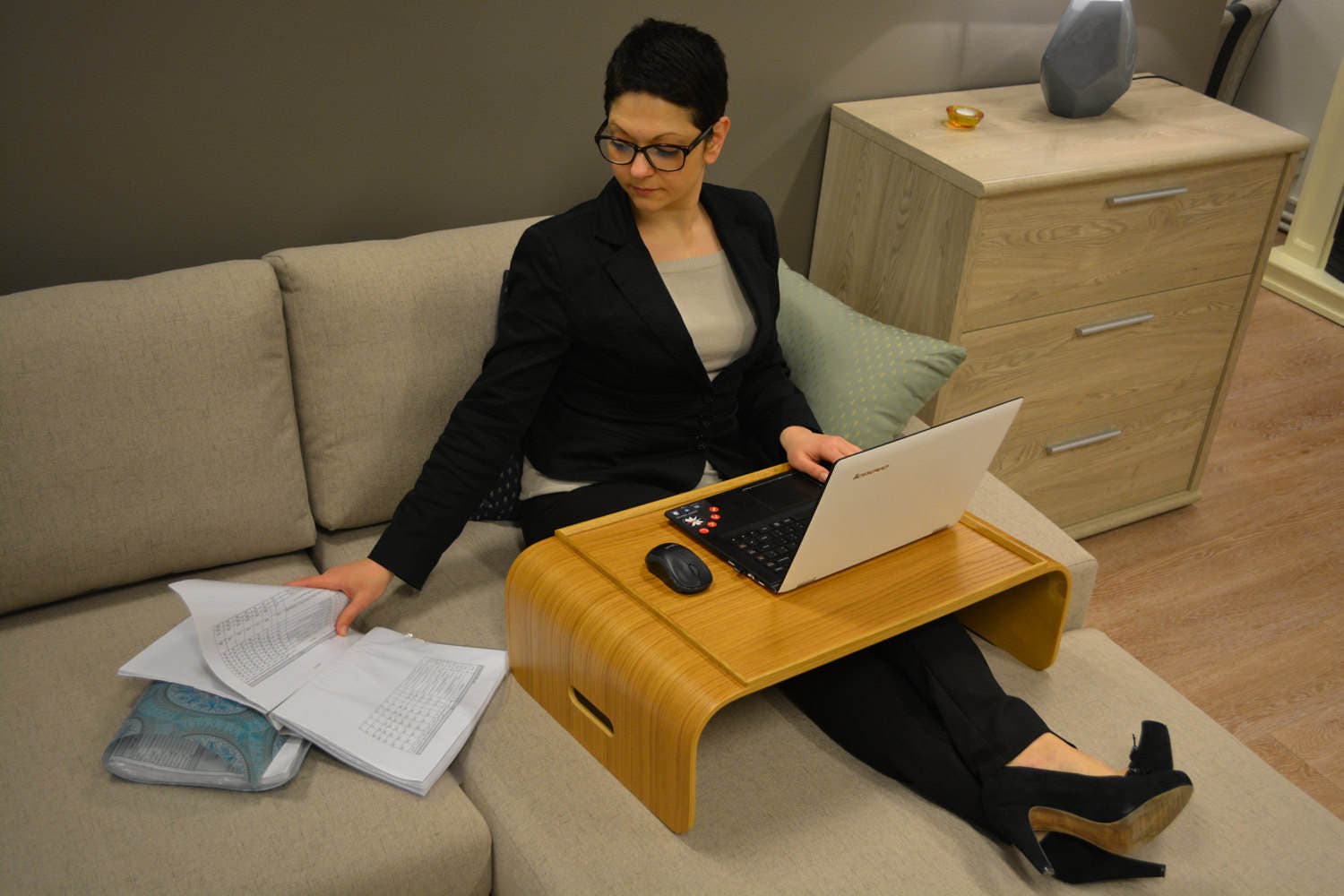 Laptop desk Breakfast tray Small wood desk Lap tray Bed Etsy