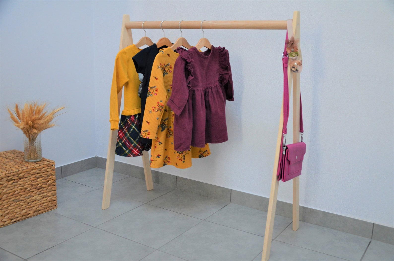 Toddler Rack,kids Clothes Rack,mini Kids Wooden Rack,girl Clothing Rack ...