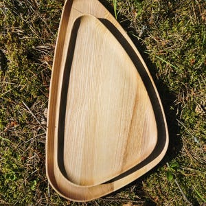 Serving Tray, Solid Wood, Asymmetrical oak modern design