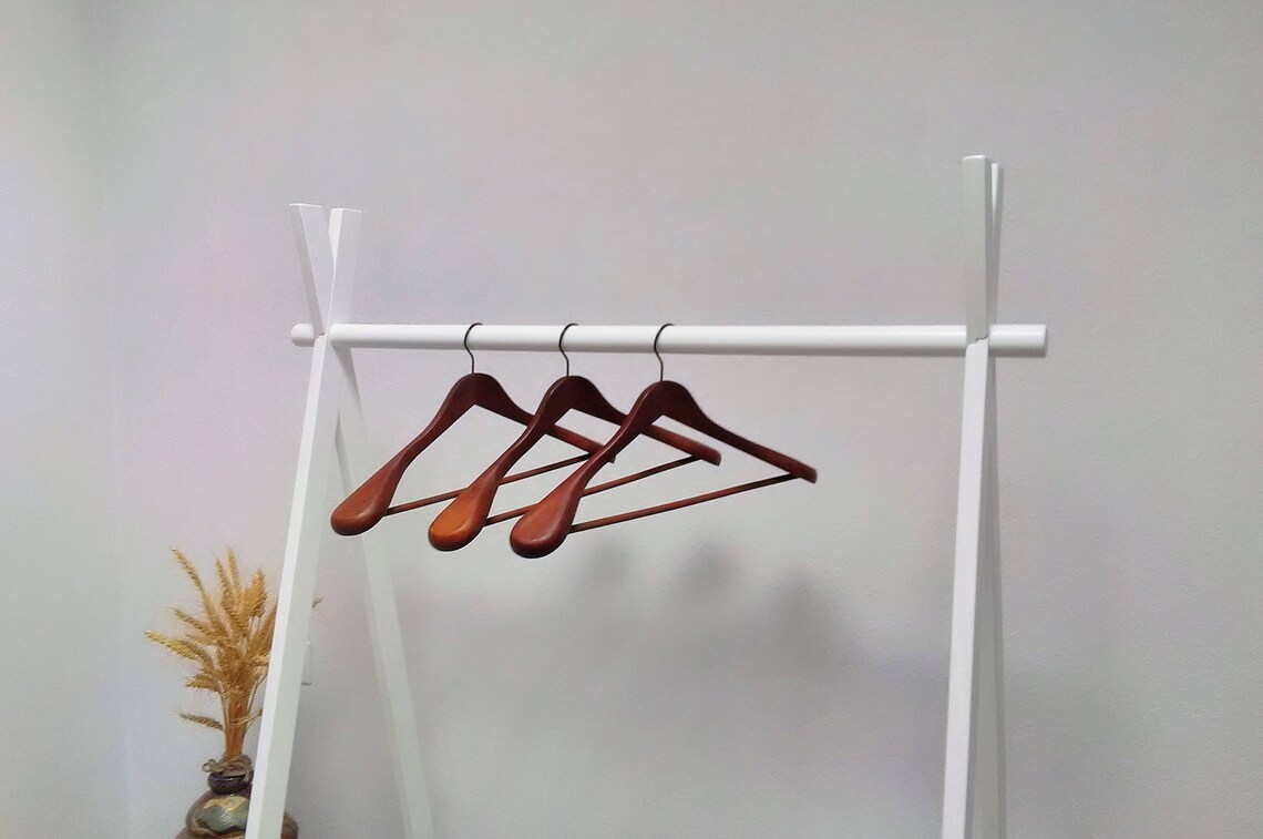 White Clothes Rack Garment Rack Wooden Rack Adult Clothing Etsy UK