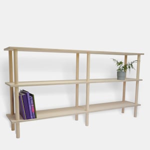 Minimalist wooden shelf, modern shelving, book storage, bookcase, TV unit living room