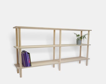 Minimalist wooden shelf, modern shelving, book storage, bookcase, TV unit living room
