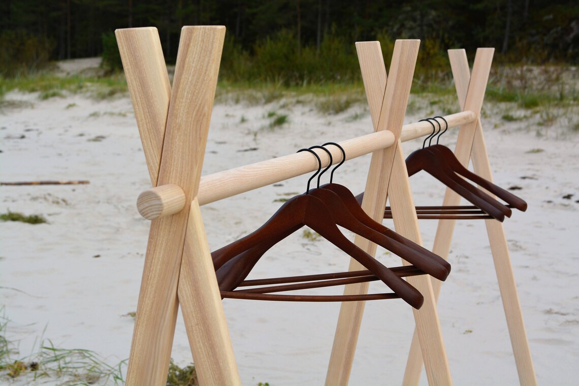 Clothes Rack Double Clothing Rack Wooden Rack Dress up Etsy