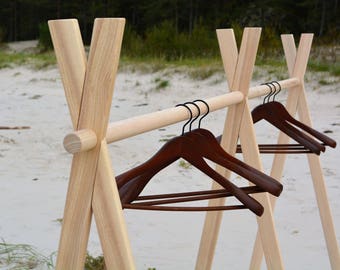 Doppel-Kleiderständer, Erwachsenen Holzständer faltbar, Kleidung Kleiderschrank, Display-Markt-Rack, A-Rahmen stehen,