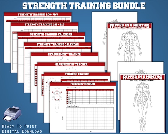 strength training bundle 12 in 1 fitness planner workout etsy