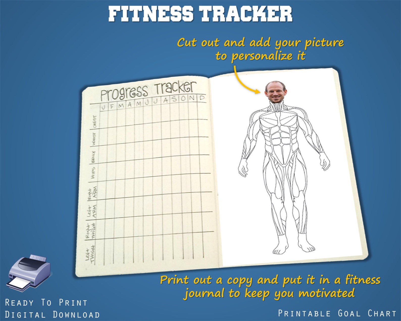 Printable Fitness Goal Tracker Workout Tracker Coloring Etsy