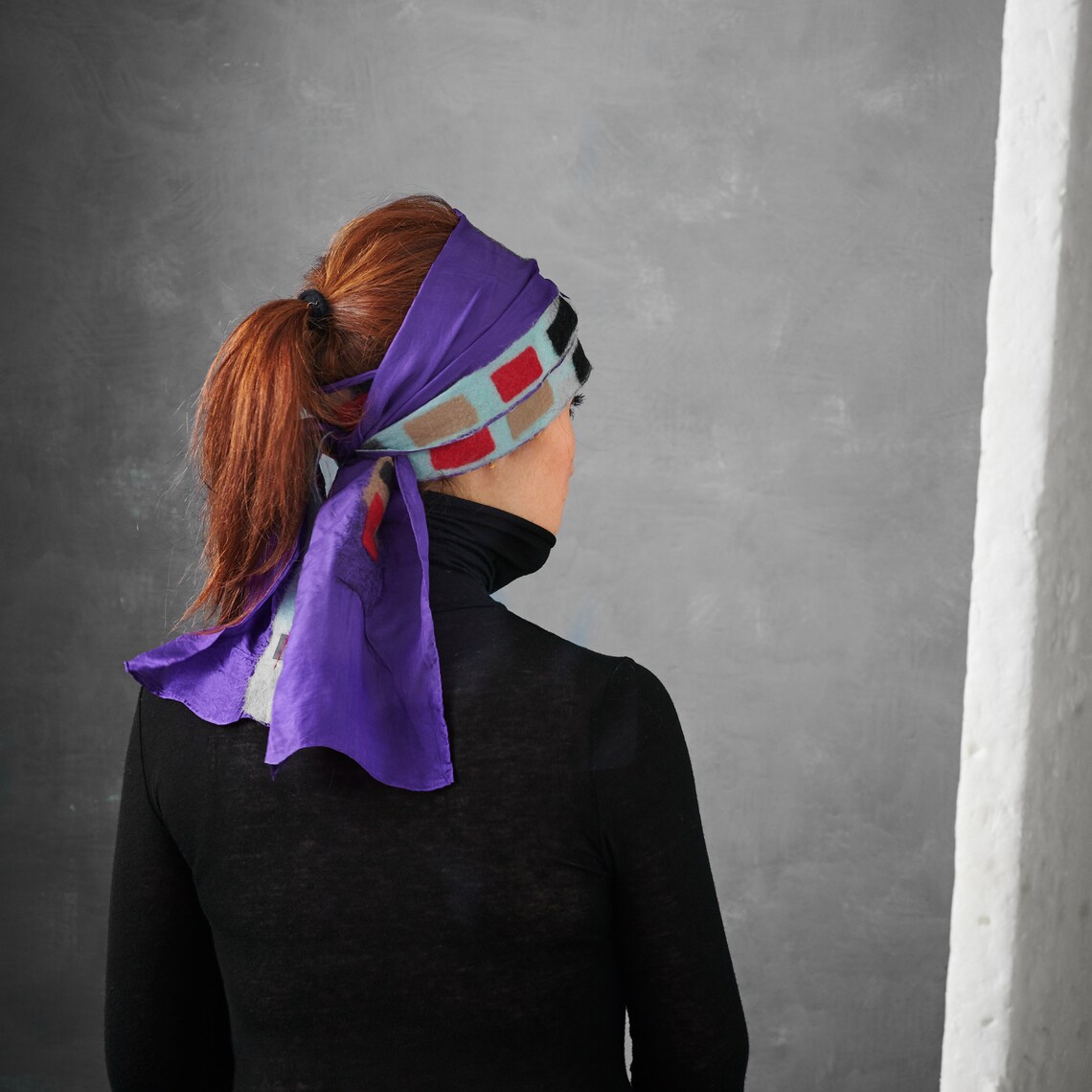Silk Scarf for Hair Satin Head Scarf Nuno Felted Headband Etsy