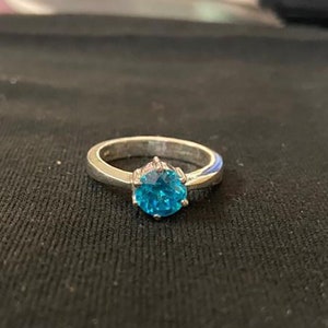 Vintage Aquamarine Ring, Art Deco Ring, Genuine Sterling Silver, Wedding Ring, Engagement Promise Ring, Anniversary Gift For Her