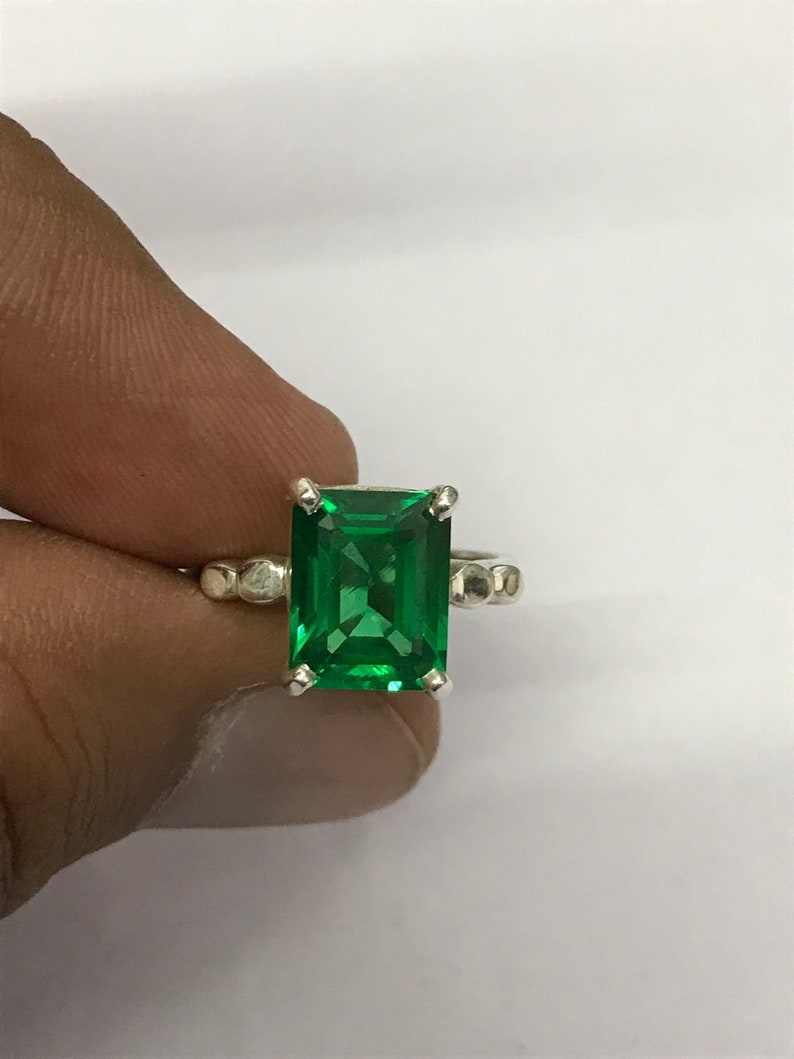 Natural certified 6.25 Carat 925 Sterling Silver Handmade EmeraldPanna Ring For Men And Women