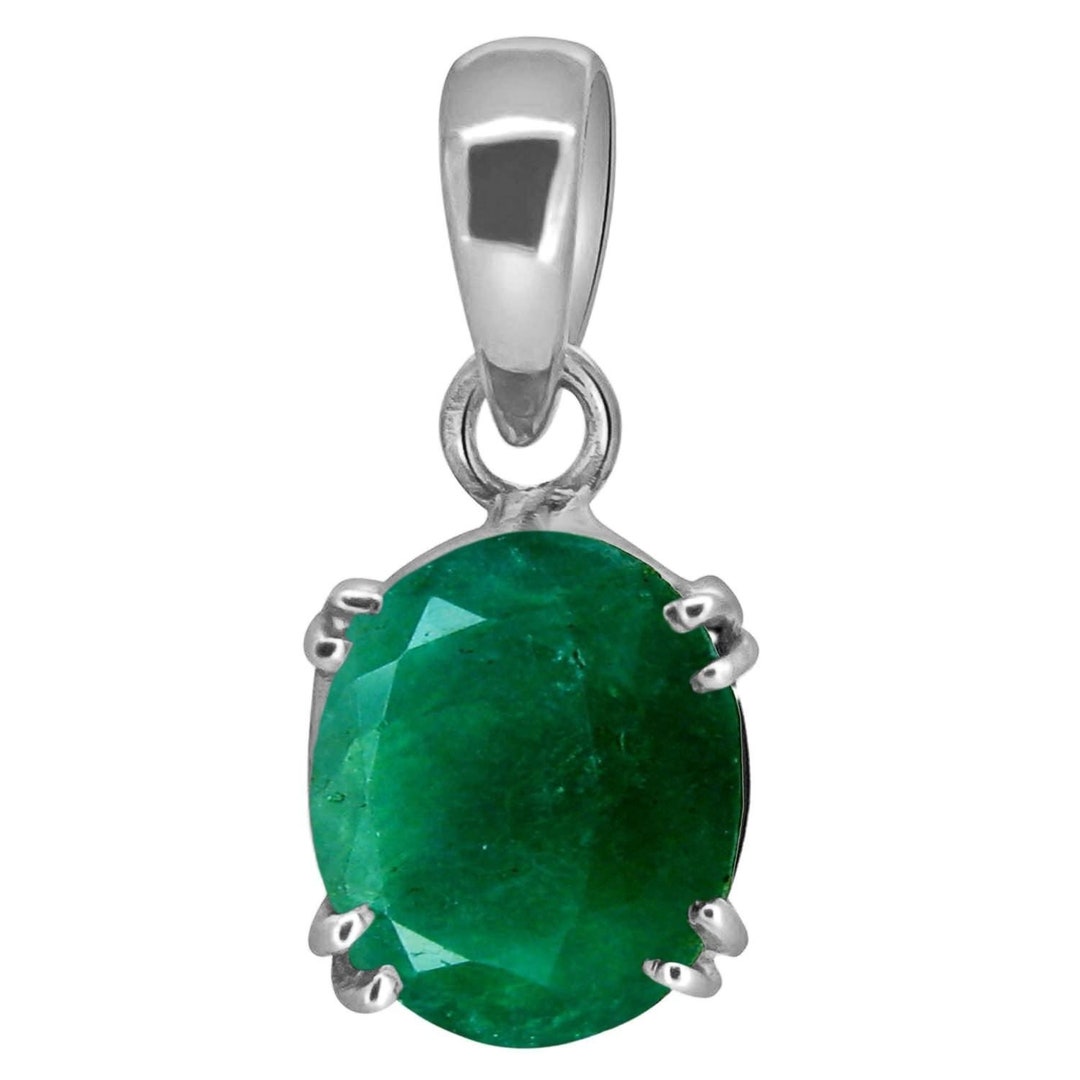 925 Sterling Silver Pendant Natural Emerald Pendant Etsy UK
