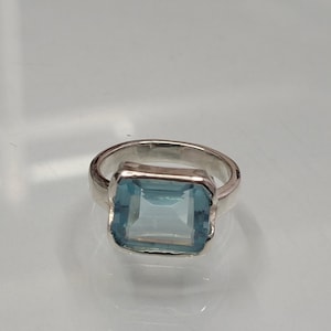 natural aquamarine ring 5ct emerald cut aquamarine ring sterling silver ring engagement ring ,promise ring ,wedding ring Christmas Gift