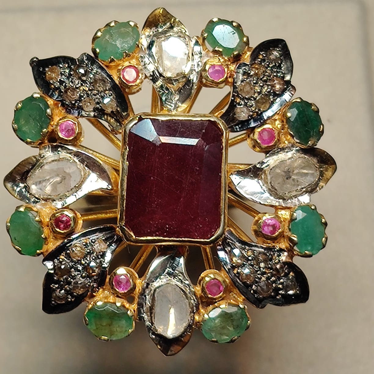 Natural Ruby Polki Diamond Ring Genuine Pave Diamond Ring - Etsy