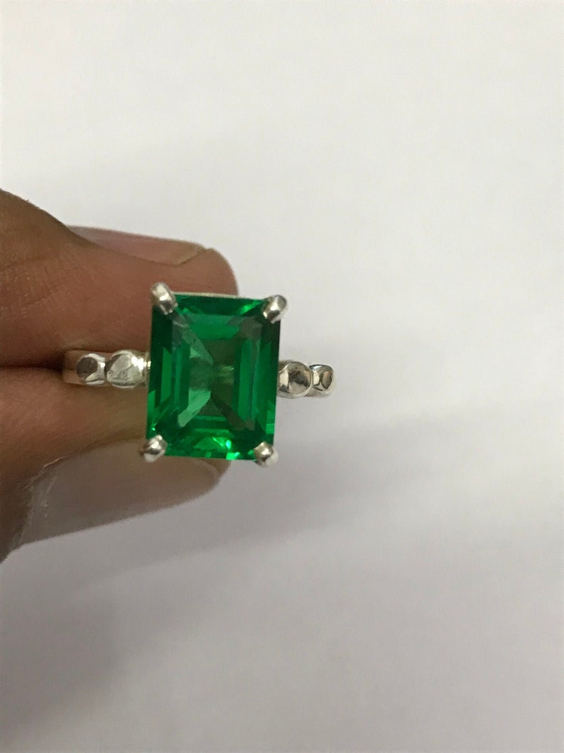 Natural certified 6.25 Carat 925 Sterling Silver Handmade EmeraldPanna Ring For Men And Women